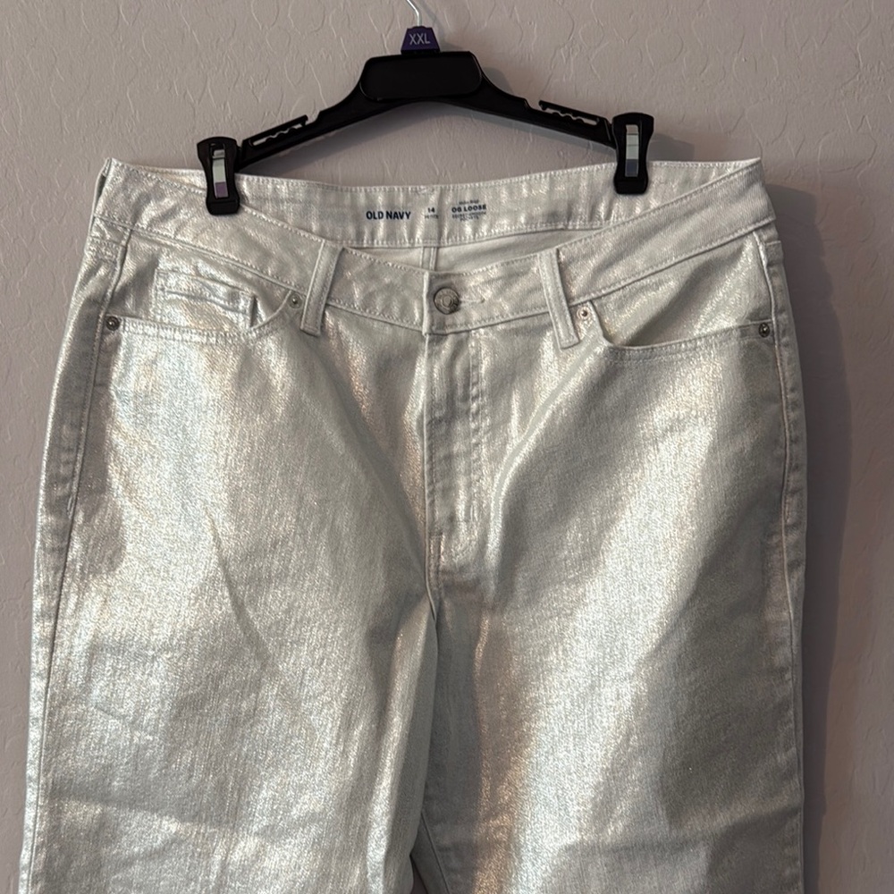 Old Navy Silver High Rise Jeans - Picture 2 of 6